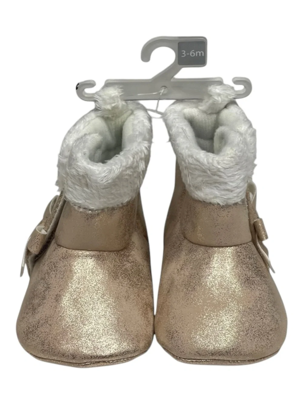 new Carter’s ❤︎ Bow Baby Faux Fur Trim Booties ❤︎ Rose Gold ❤︎ 3 - 6 Month ❤︎︎